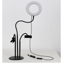 RING LIGHT LS-160-7 6.0" COM MICROFONES E SUPORTE PARA TELEFONE 3 AJUSTES DE CORES PRETO RING LIGHT LS-160-7 6.0" COM MICROFONES E SUPORTE PARA TELEFONE 3 AJUSTES DE CORES PRETO